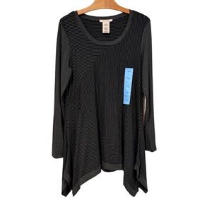 NWOT Philosophy Long Sleeve Striped Tunic Dress Asymmetrical Stretch Large